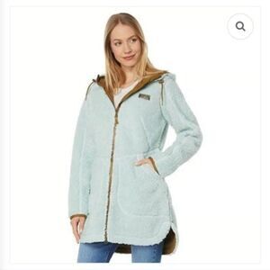 L.L. Bean Women's Mountain Pile Fleece Coat Light Aqua Blue Size M